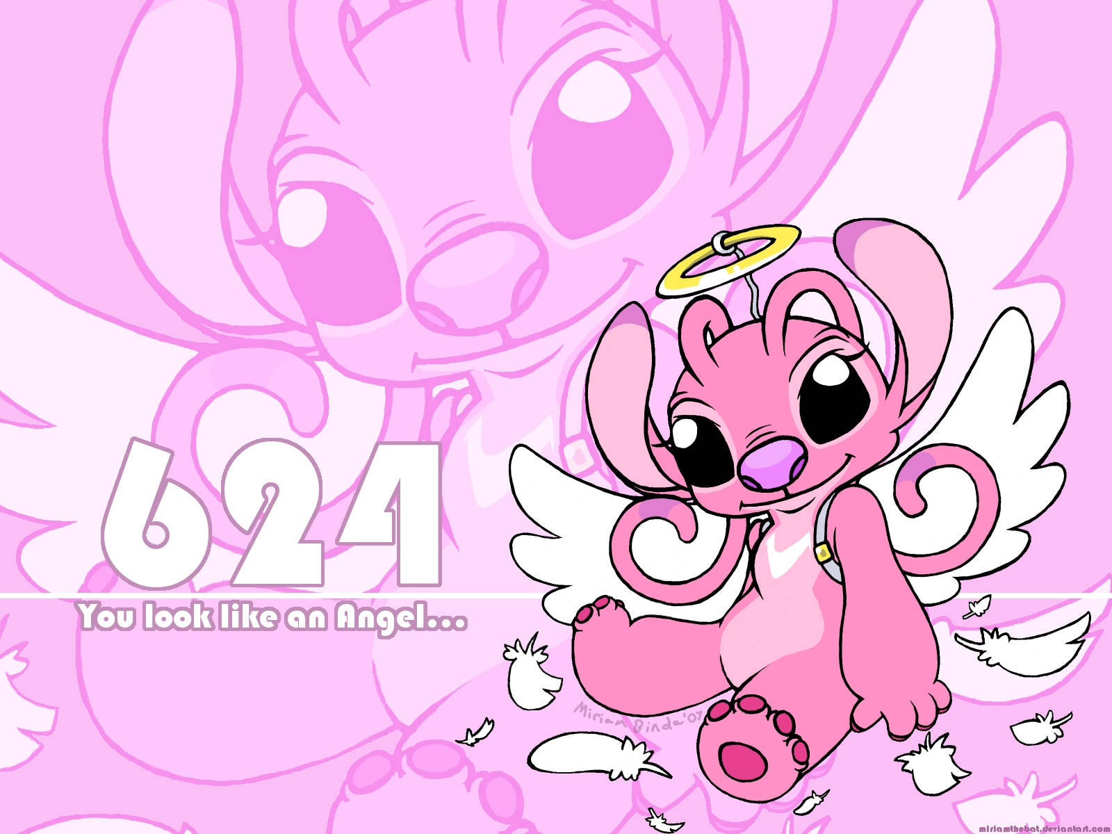 Pink Stitch, Stitch, angel wings, HD Desktop Wallpaper
