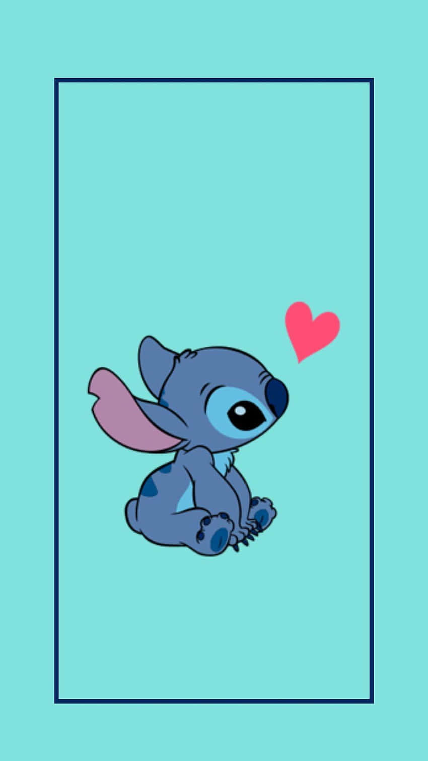 Stitch, pink ears, dark blue frame, HD Phone Wallpaper