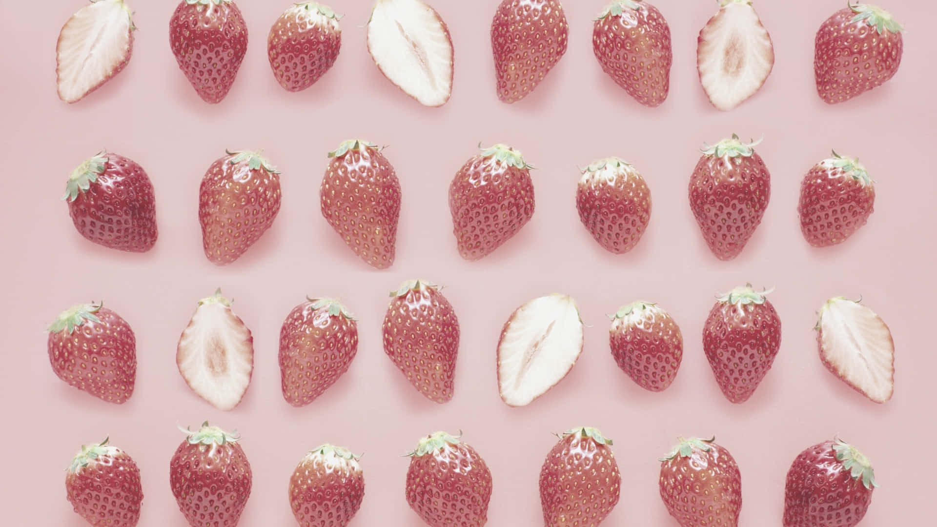 Pink Strawberry, strawberries, soft pink background, Full HD Desktop Wallpaper