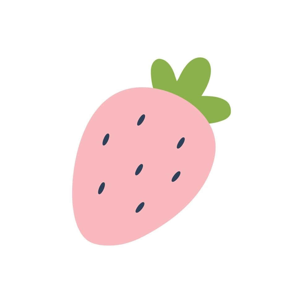 Pink Strawberry, green leaves, dark seeds, SD Desktop Wallpaper
