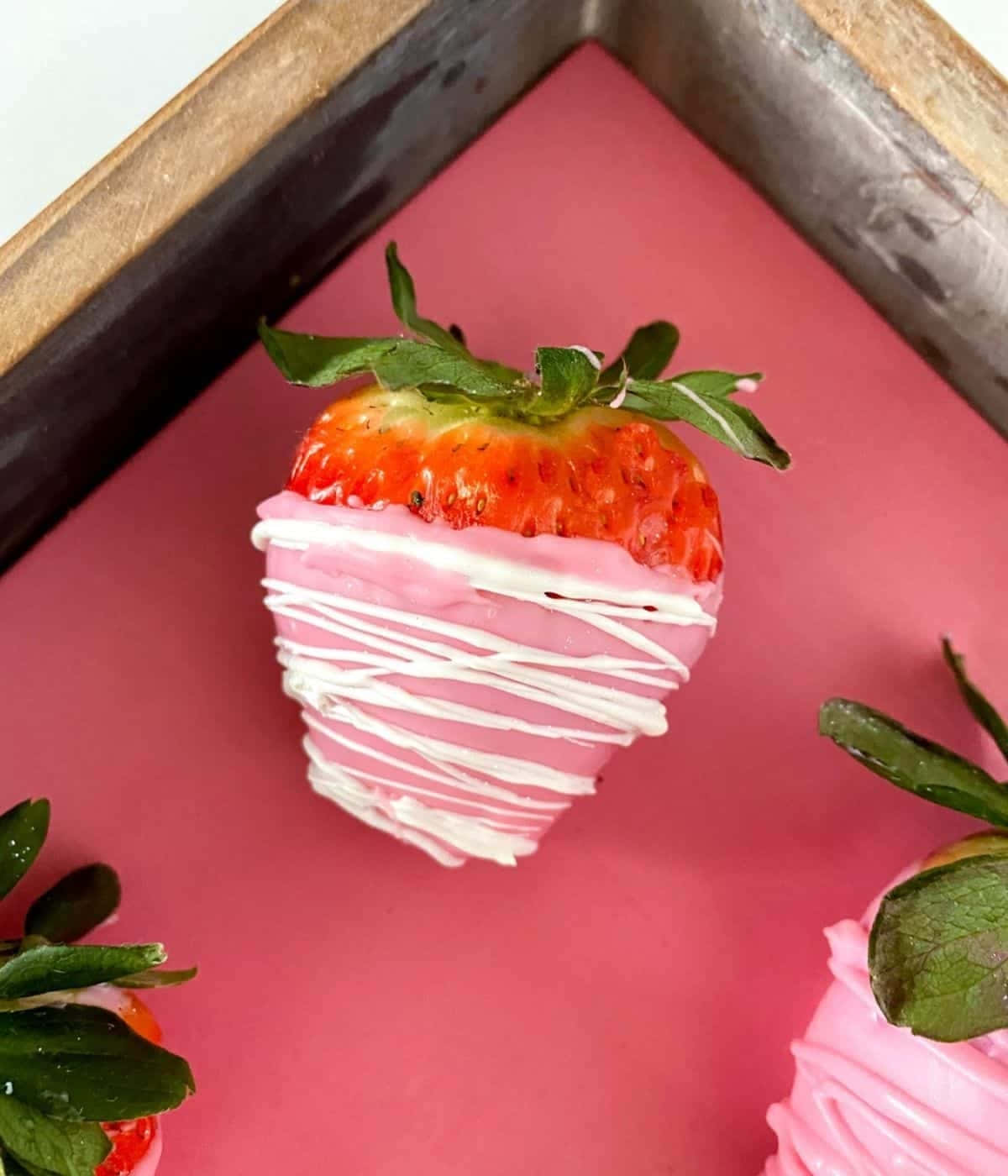pink drizzled strawberry treat, strawberry, pink chocolate, HD Phone Wallpaper