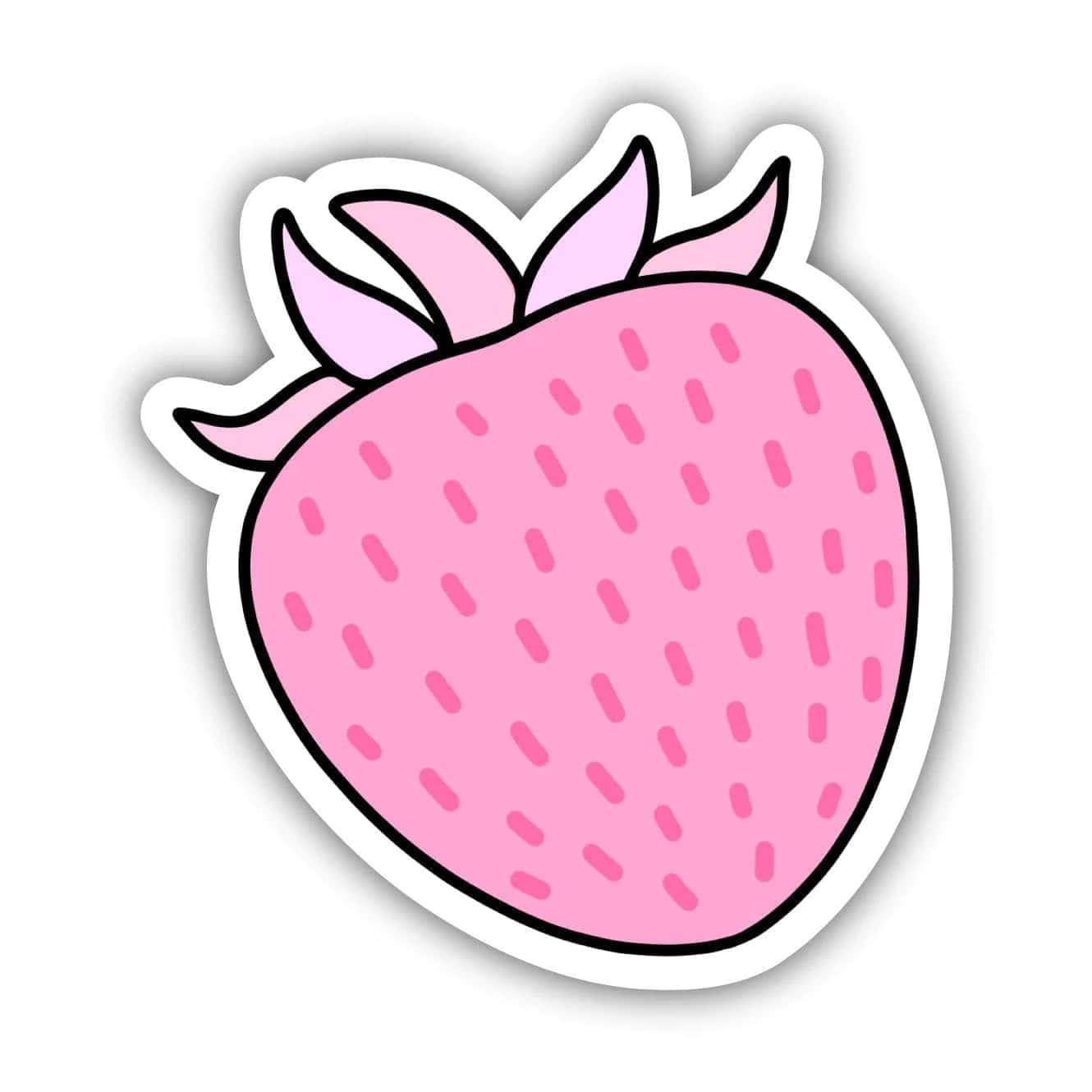 Pink Strawberry, sticker, bold black outline, HD Desktop Wallpaper