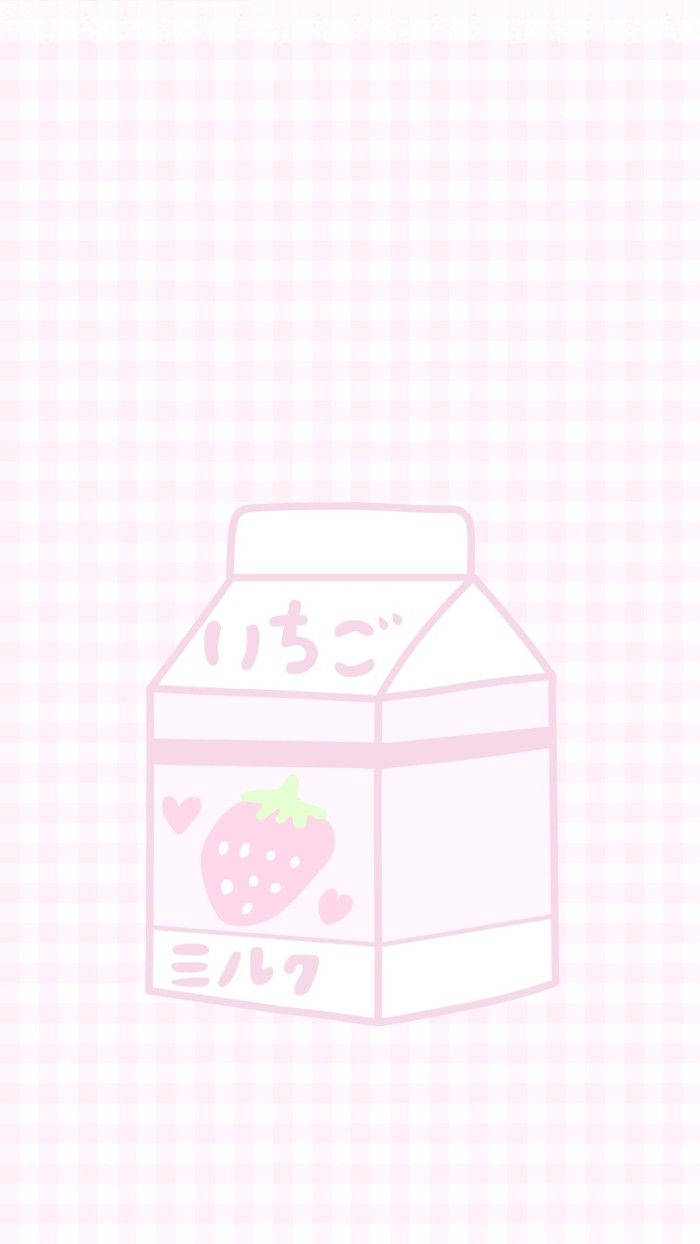 strawberry milk, pastel pink, strawberries, SD Phone Wallpaper