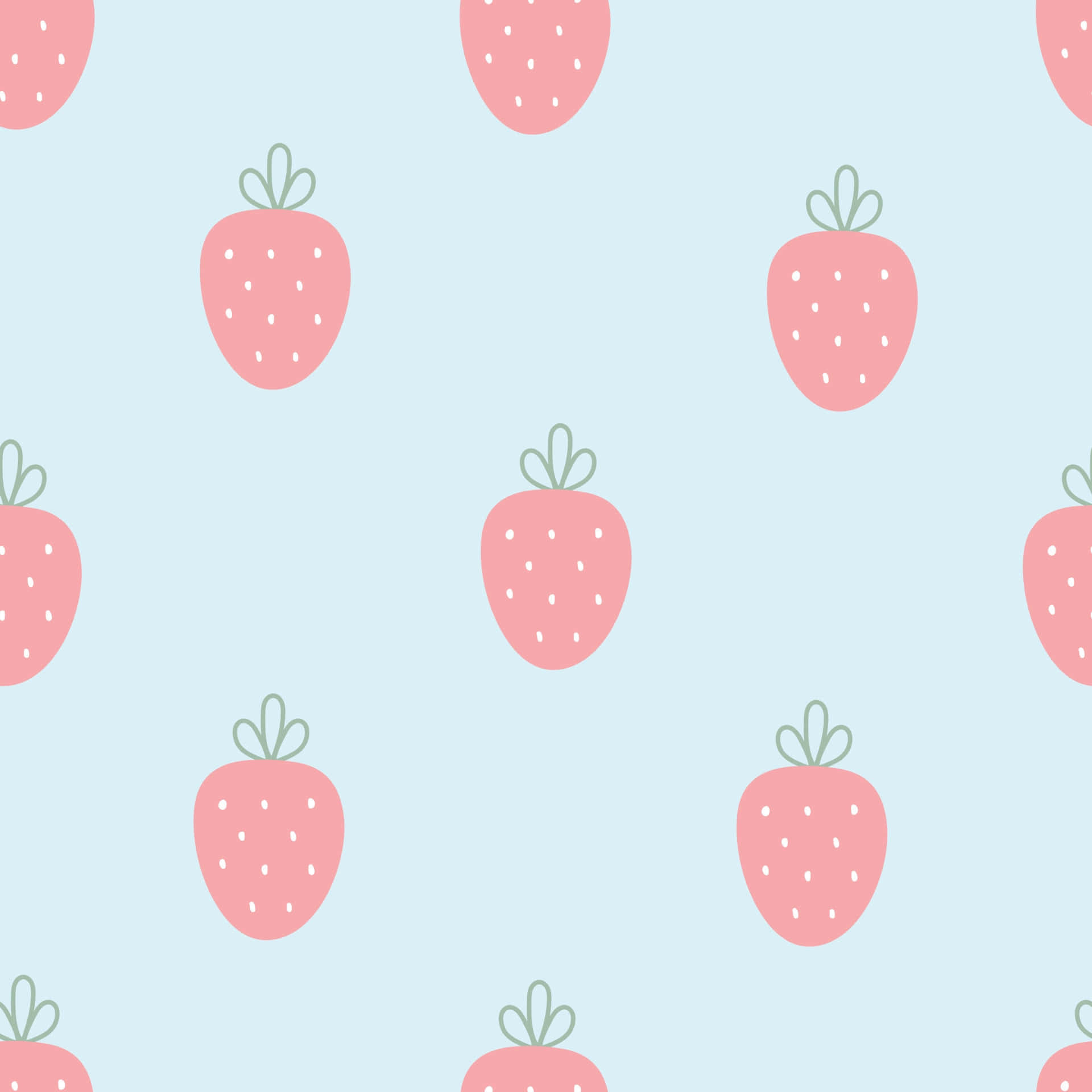 Pastel Strawberry Fruit, pink strawberries, green stems, Full HD Desktop Wallpaper