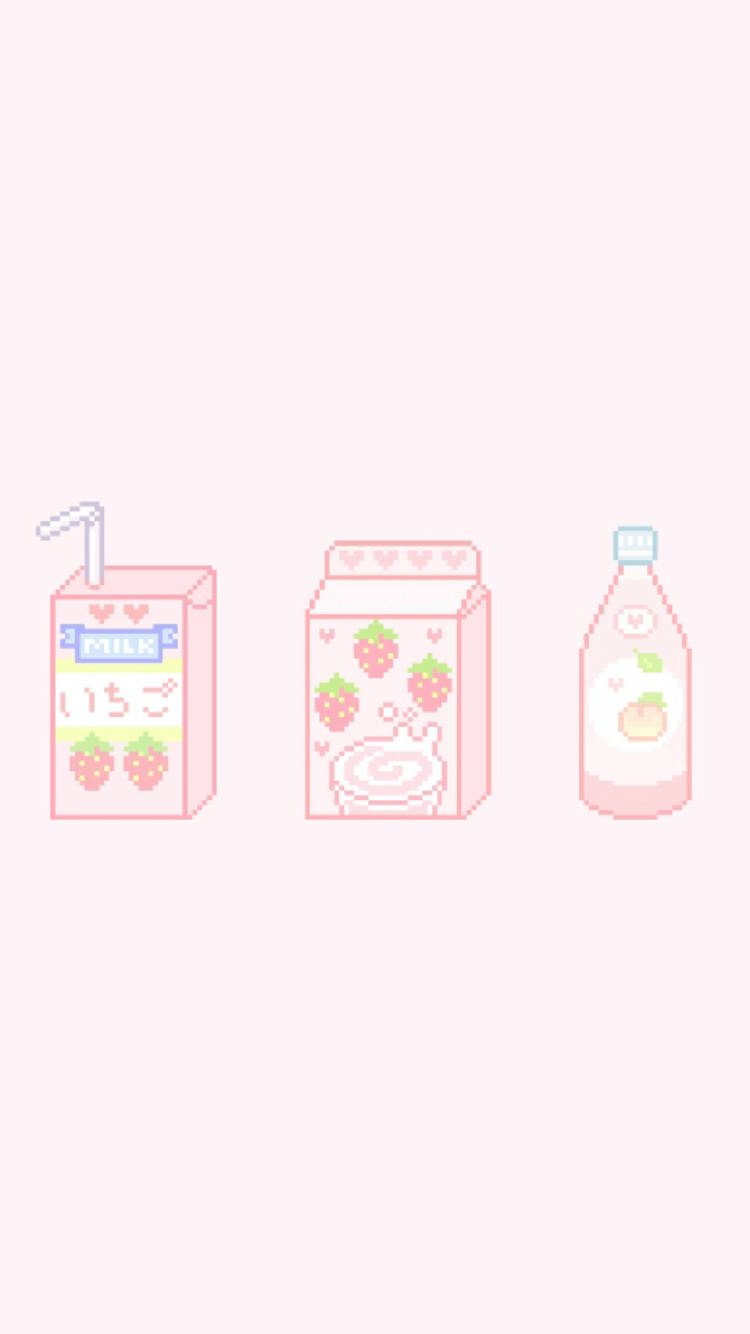 strawberry milk, pink box, strawberries, HD Phone Wallpaper