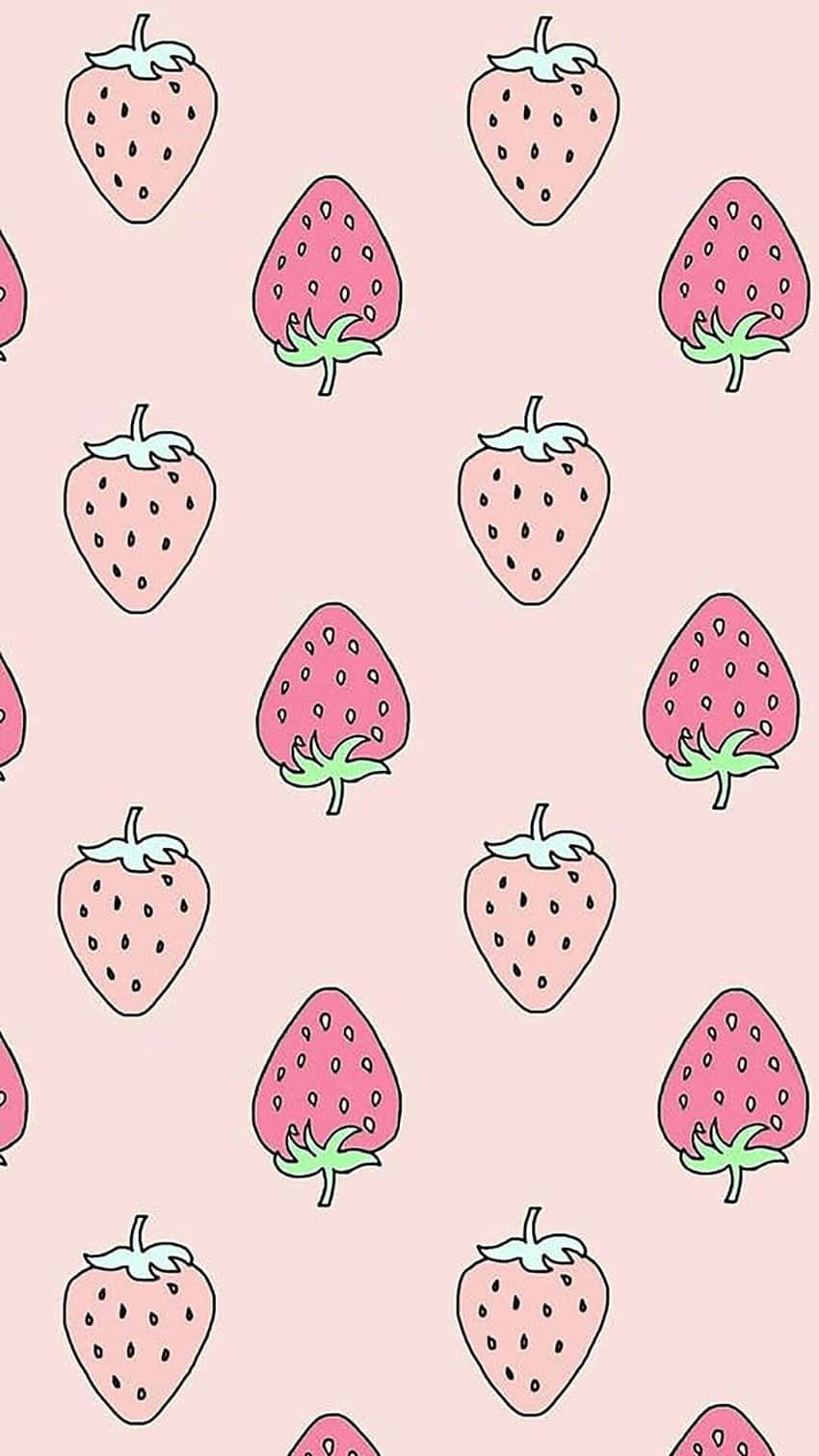 Pink Pastel Cute Strawberry Pattern, pink background, cute cartoon strawberries, HD Phone Wallpaper