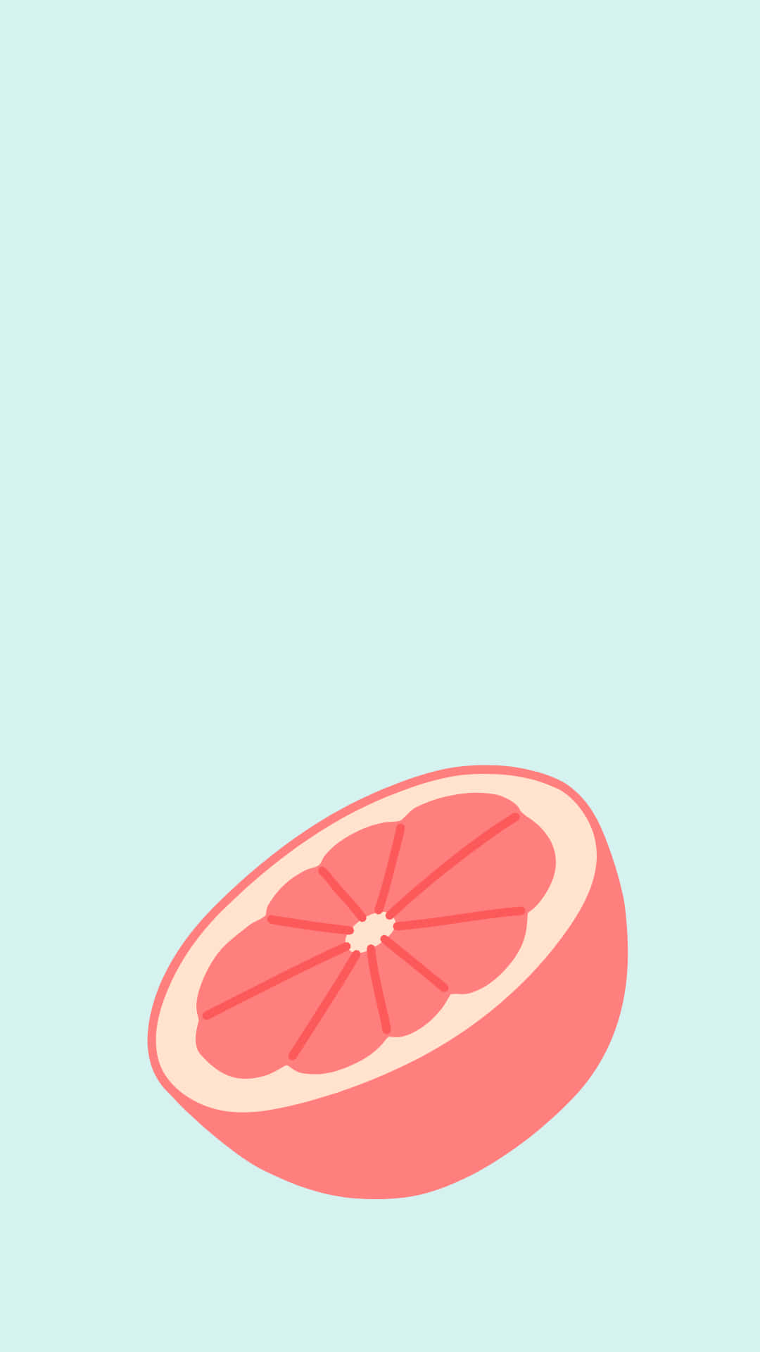 pink grapefruit slice, mint background, flat colors, Full HD Phone Wallpaper