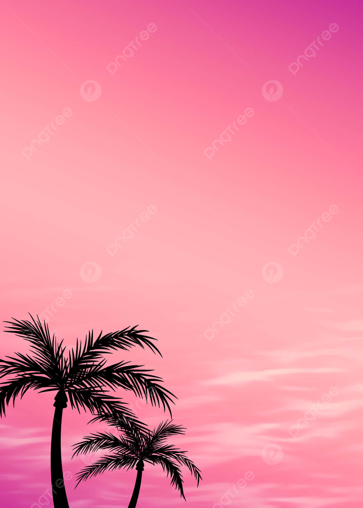 Pink Summer, palm trees, gradient pink sky, HD Phone Wallpaper