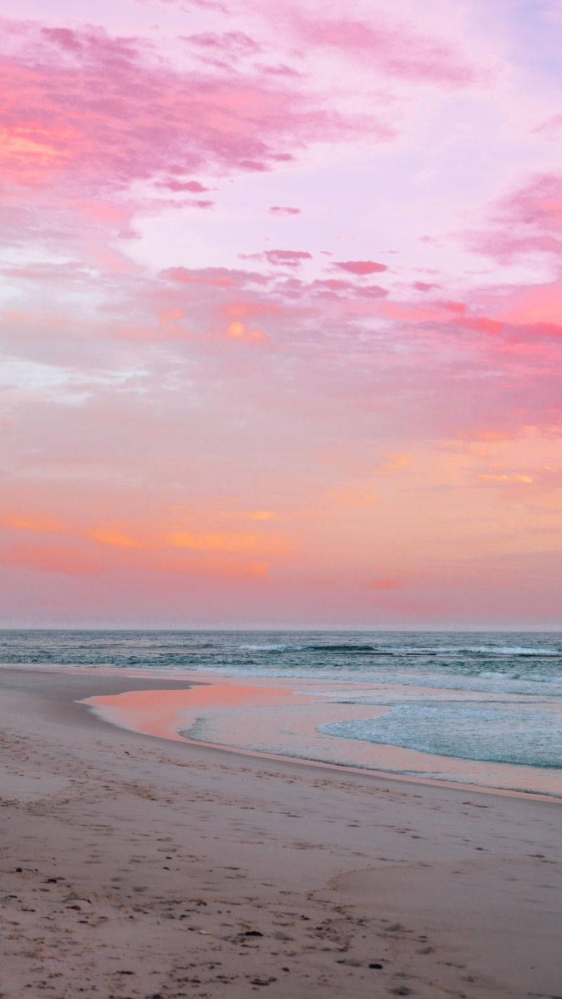 pink sunset, beach, sunset, HD Phone Wallpaper