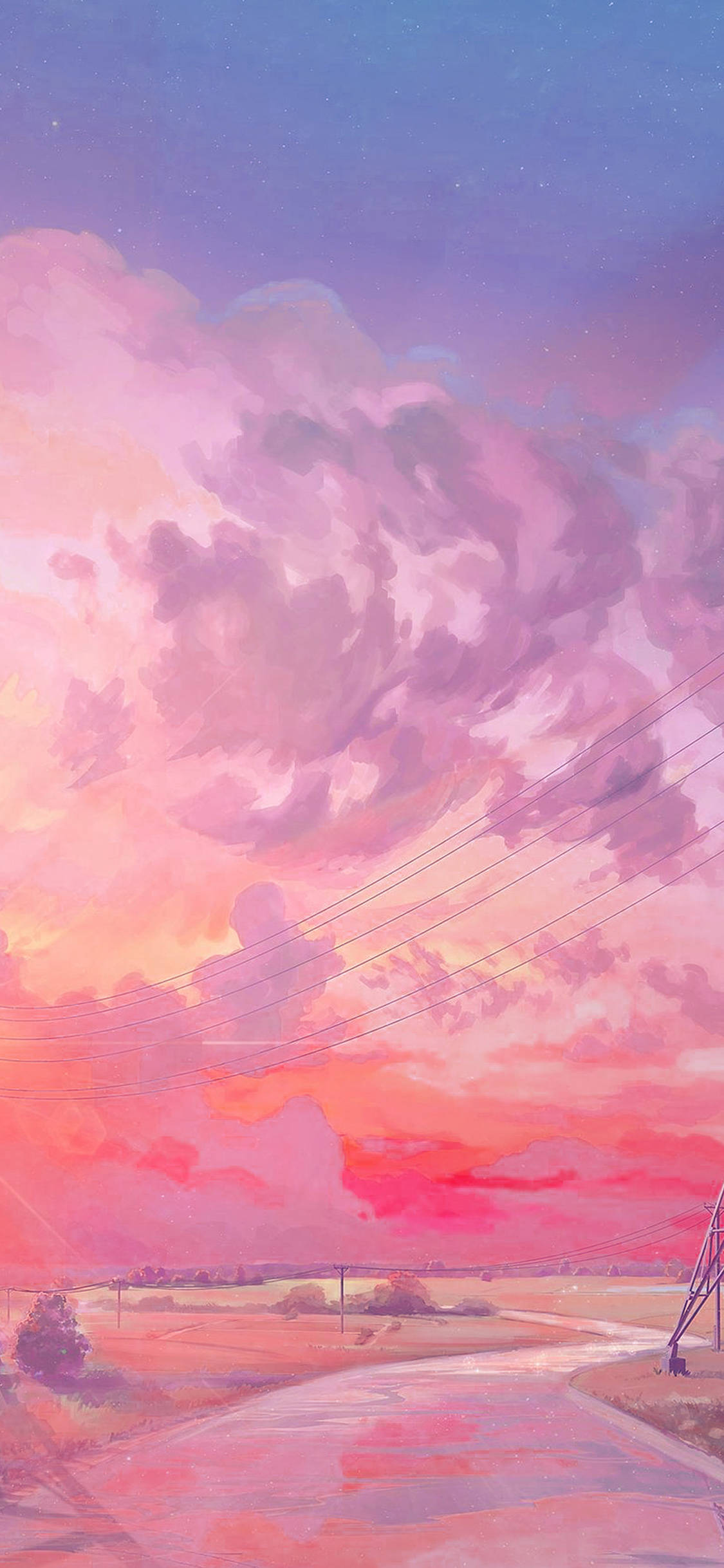pink sunset, sunset, winding road, Full HD Phone Wallpaper