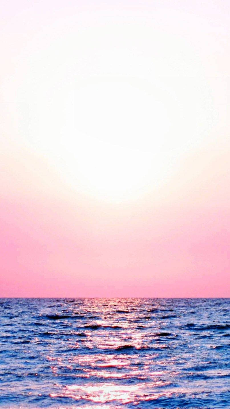 Pink Sunset iPhone, pink and blue sky, ocean, HD Phone Wallpaper