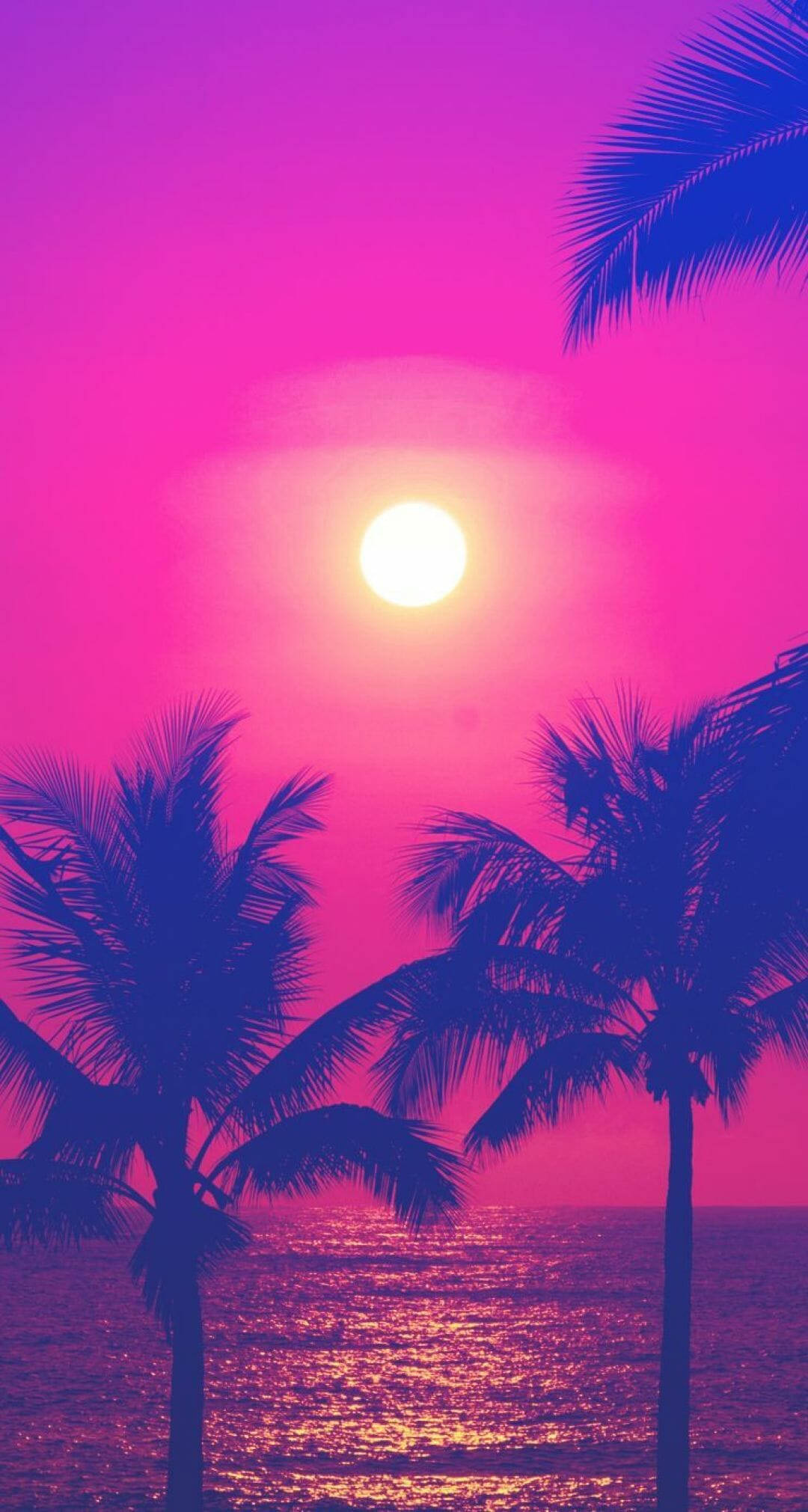 Pink Sunset iPhone, vibrant pink, purple sunset, Full HD Phone Wallpaper