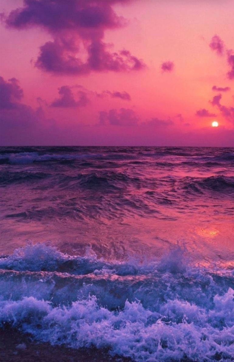 Pink Sunset iPhone, sunset, ocean, SD Phone Wallpaper
