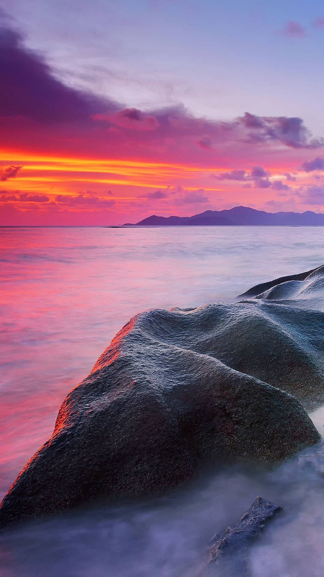 Pink Sunset iPhone, sunset, ocean, Full HD Phone Wallpaper