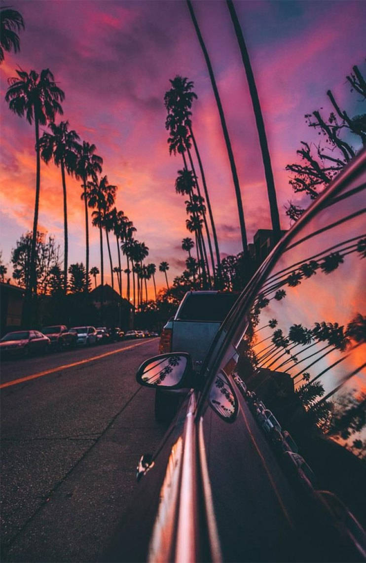 Pink Sunset iPhone, fiery sunset, vivid pinks, SD Phone Wallpaper