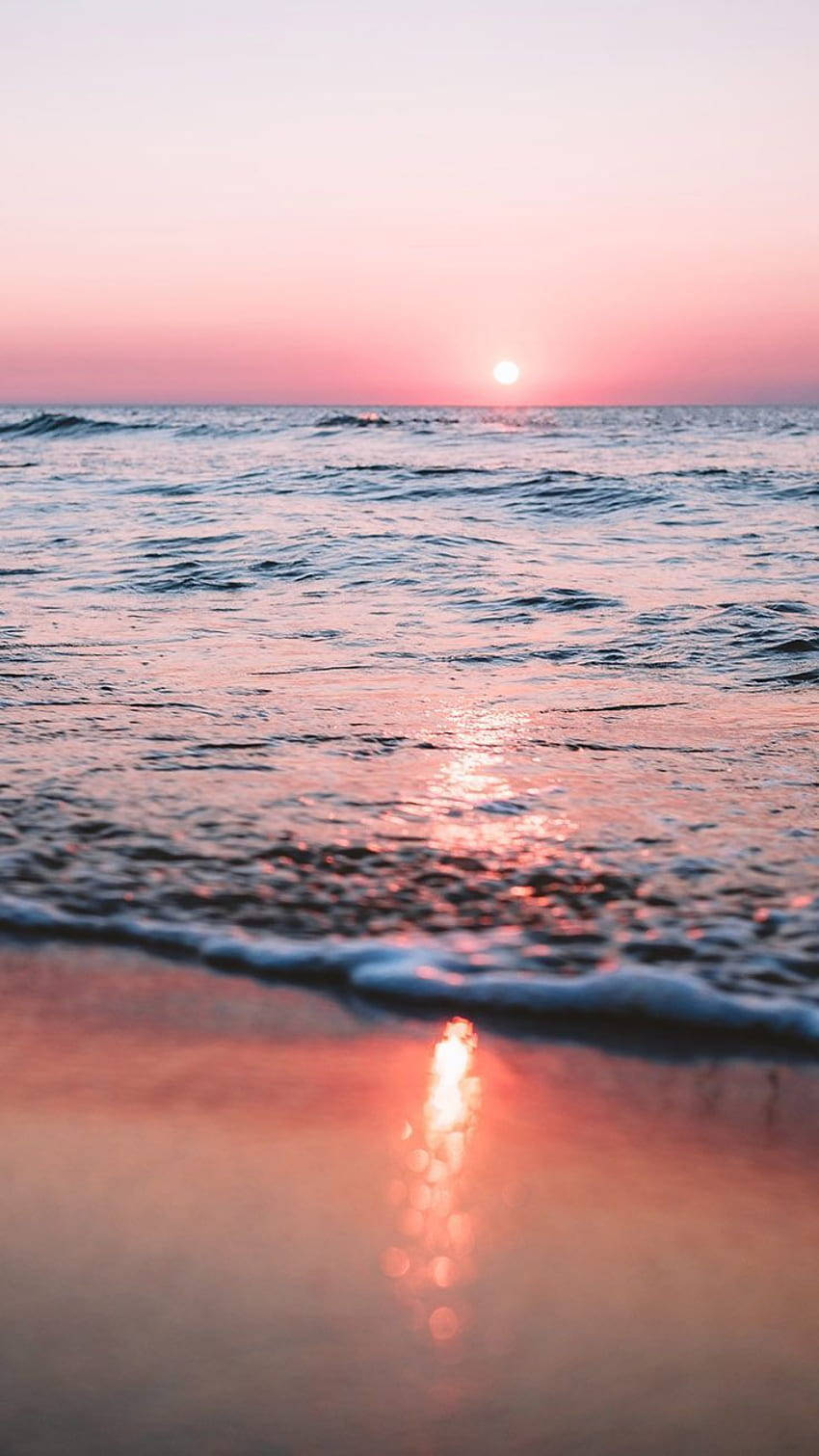 Pink Sunset iPhone, sunset, ocean, HD Phone Wallpaper