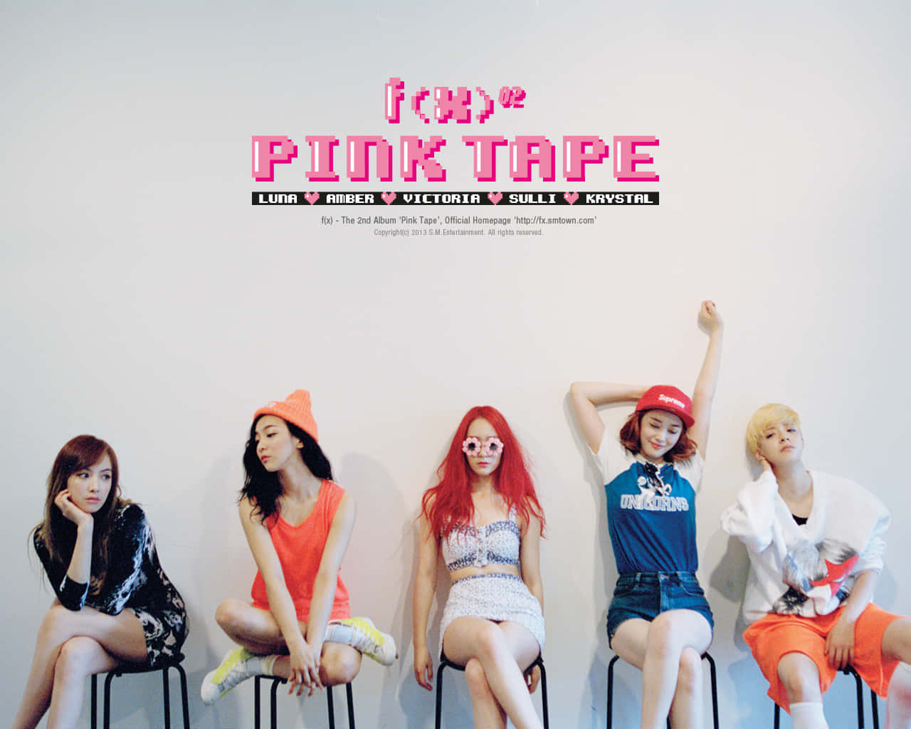 Pink Tape, album cover, five female idols, HD Desktop Wallpaper