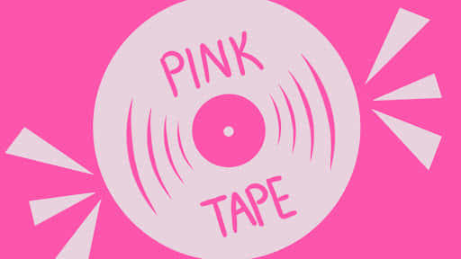 Pink Tape, vinyl record, white radiating triangles, SD Desktop Wallpaper