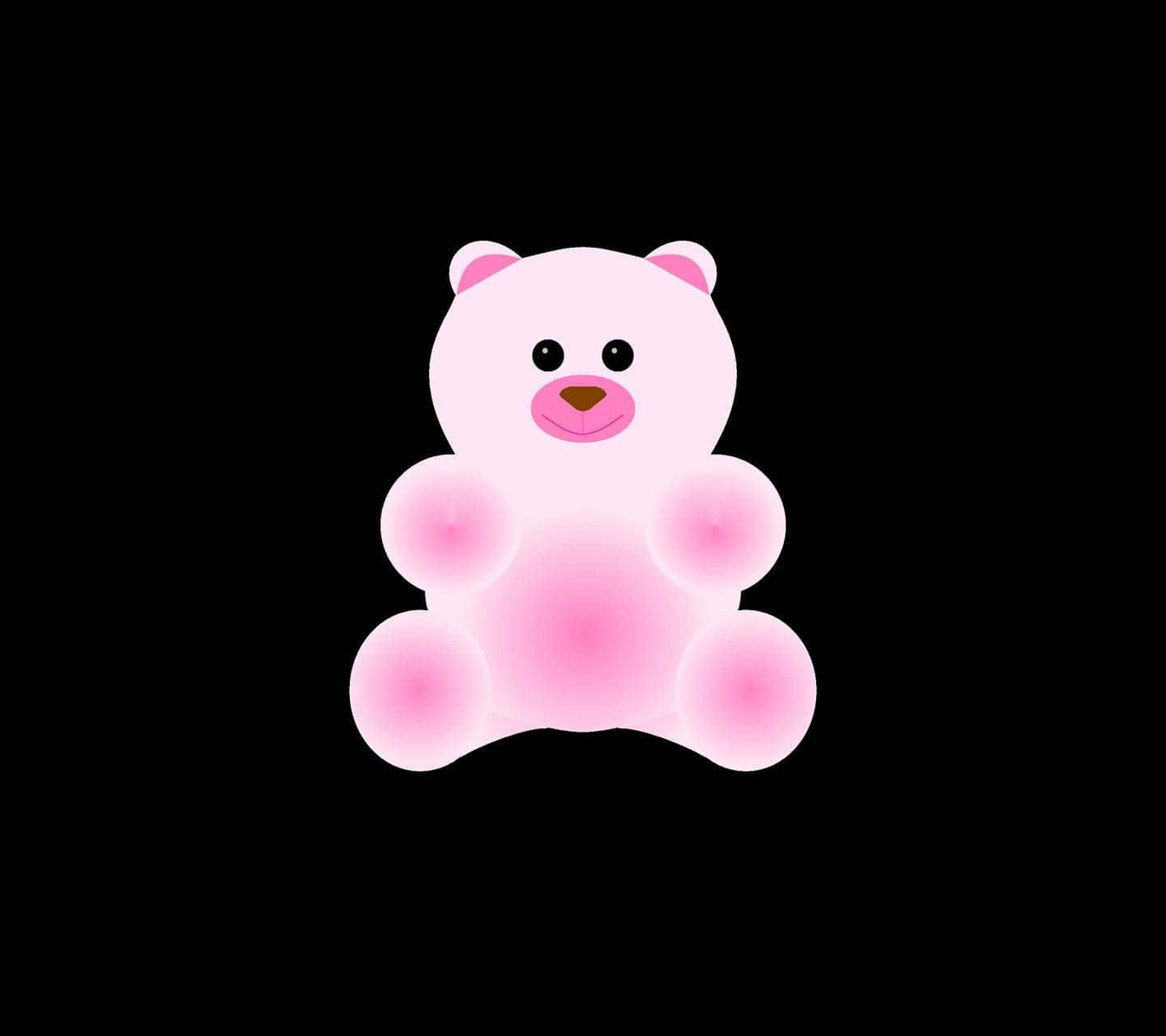 Cute Chubby Pink Teddy Bear, glowing pink, cartoon teddy bear, HD Desktop Wallpaper