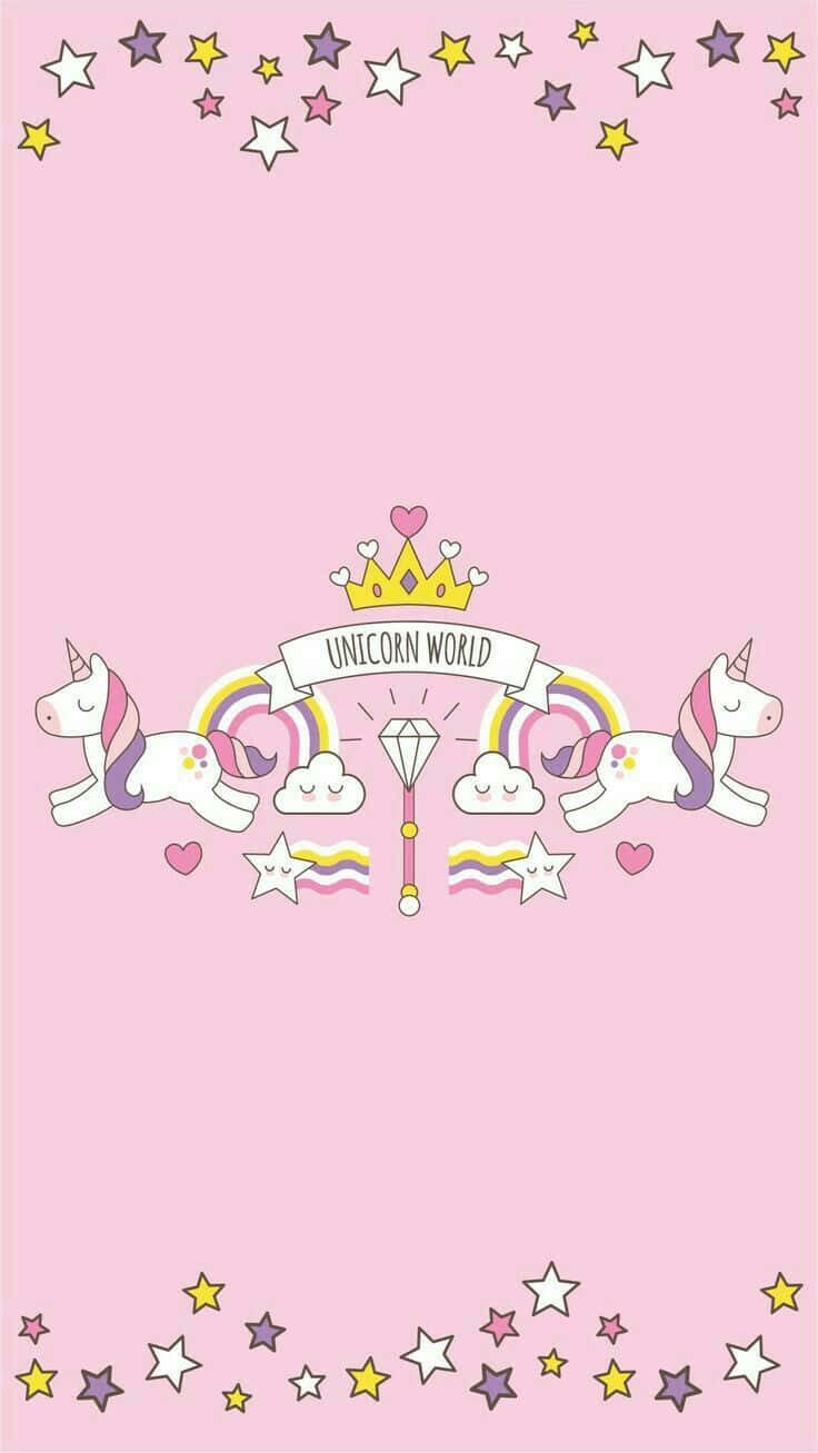 pink unicorn, cartoon unicorns, crown, HD Phone Wallpaper