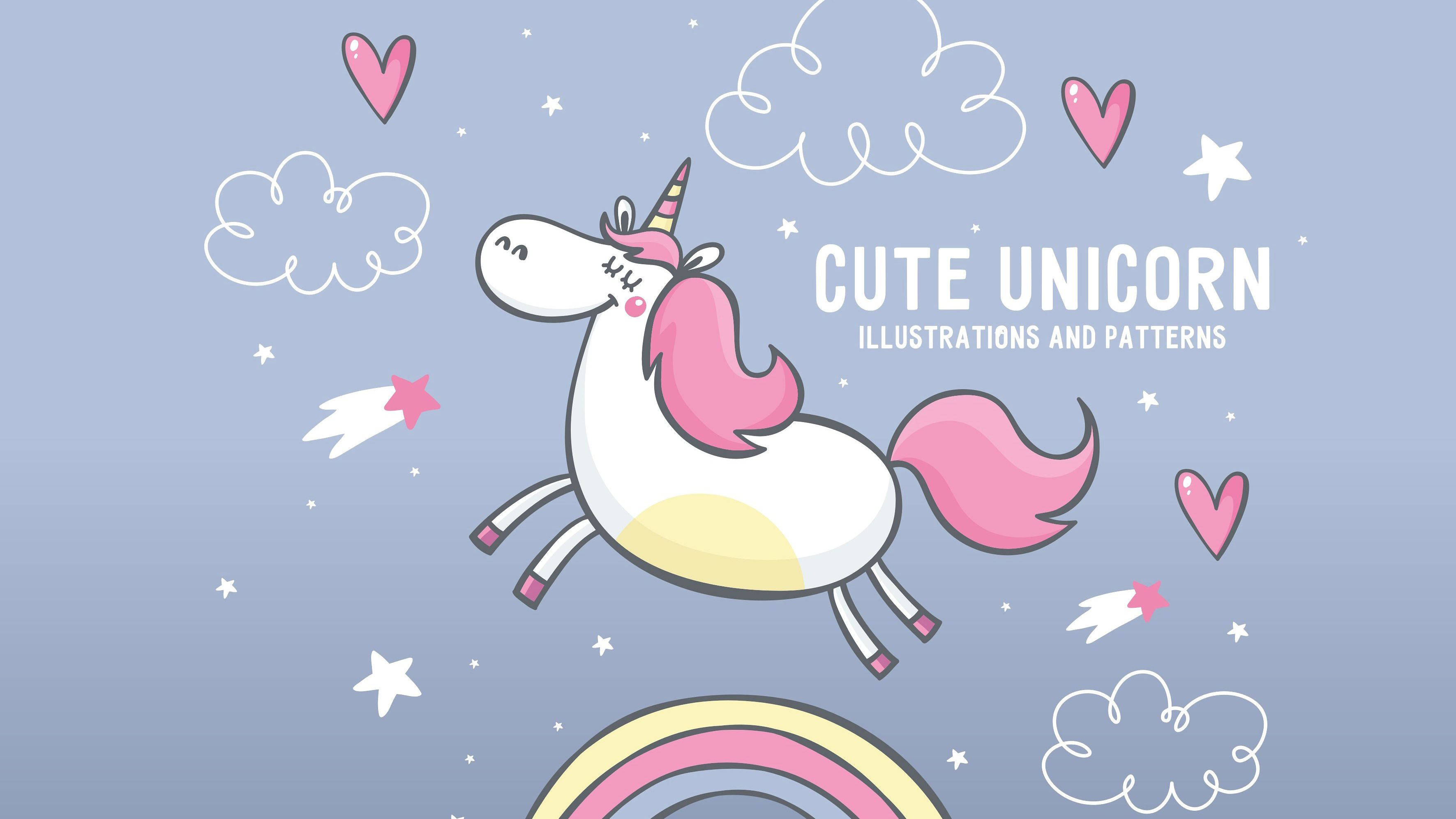pink mane, pink tail, pastel sky, 2K Desktop Wallpaper