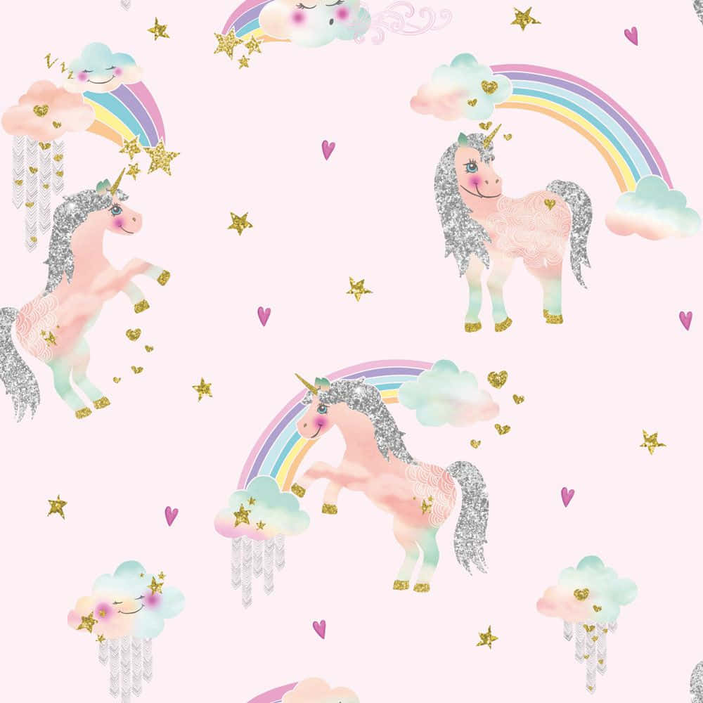 pink unicorn, pastel pink, glittery unicorns, SD Desktop Wallpaper
