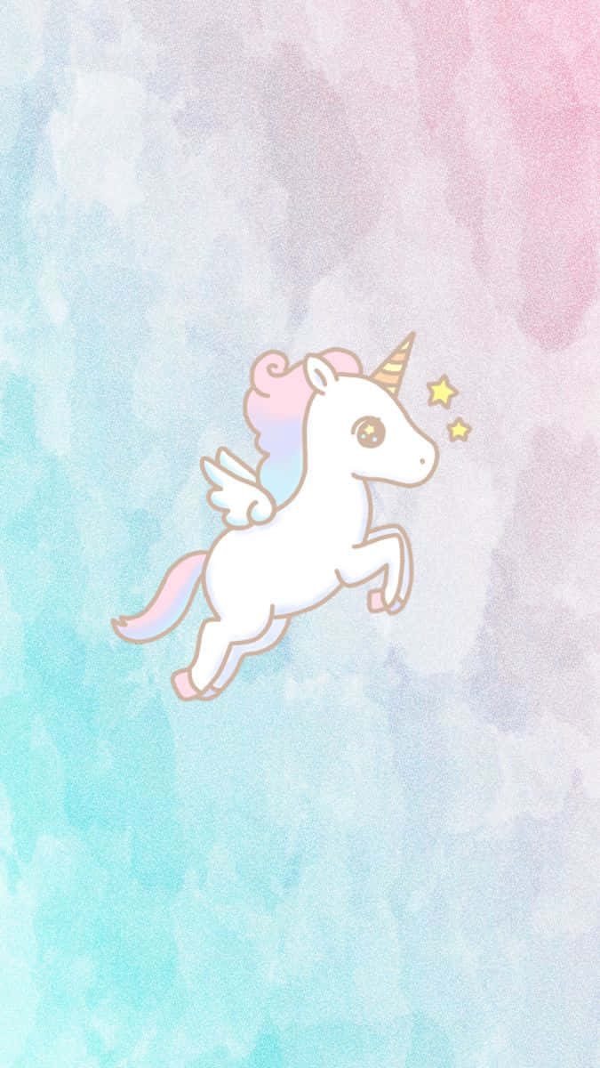 pastel unicorn, white flying unicorn, rainbow mane, SD Phone Wallpaper