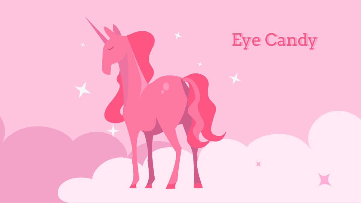 pink unicorn, flowing mane, tail, SD Desktop Wallpaper