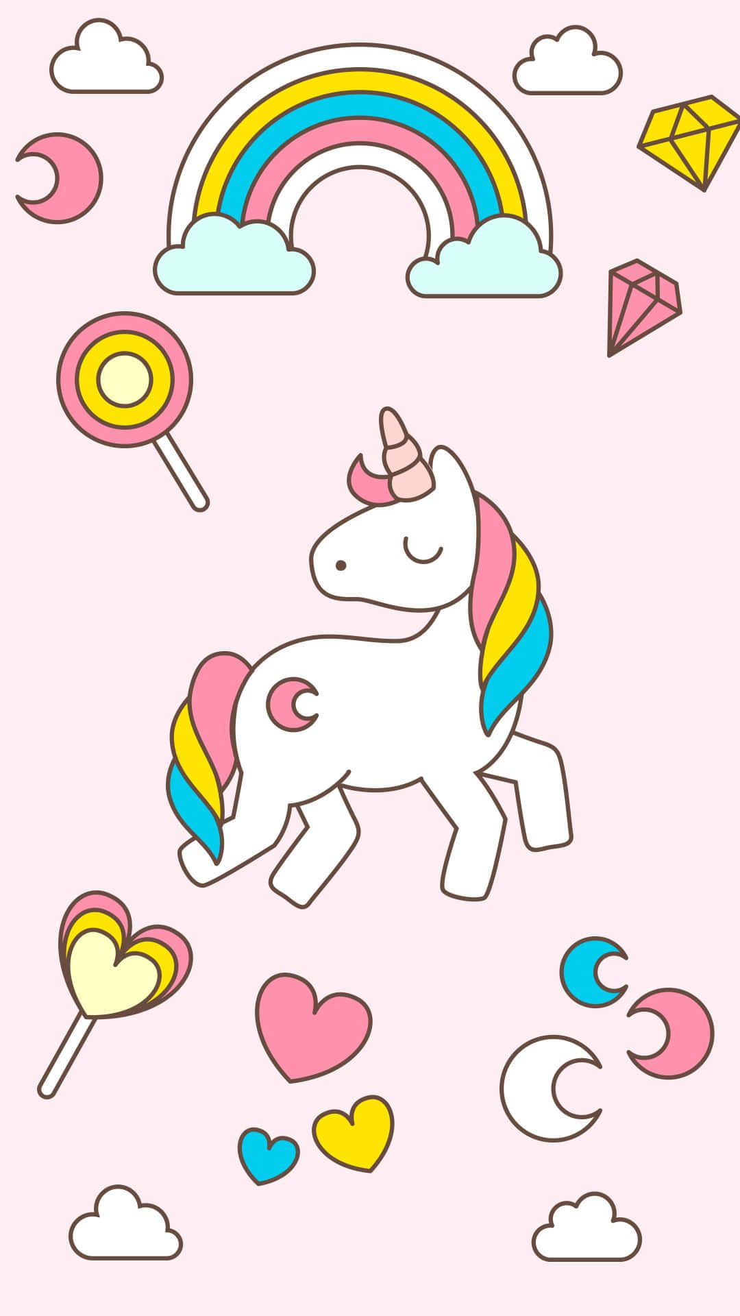 pink unicorn, white unicorn, rainbow mane, Full HD Phone Wallpaper
