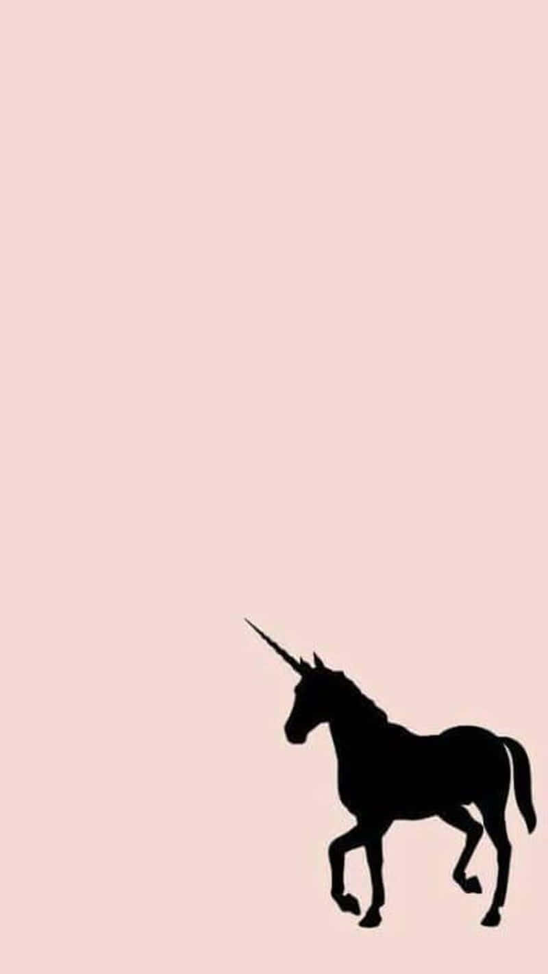 minimalist unicorn silhouette, black unicorn, soft pink background, HD Phone Wallpaper