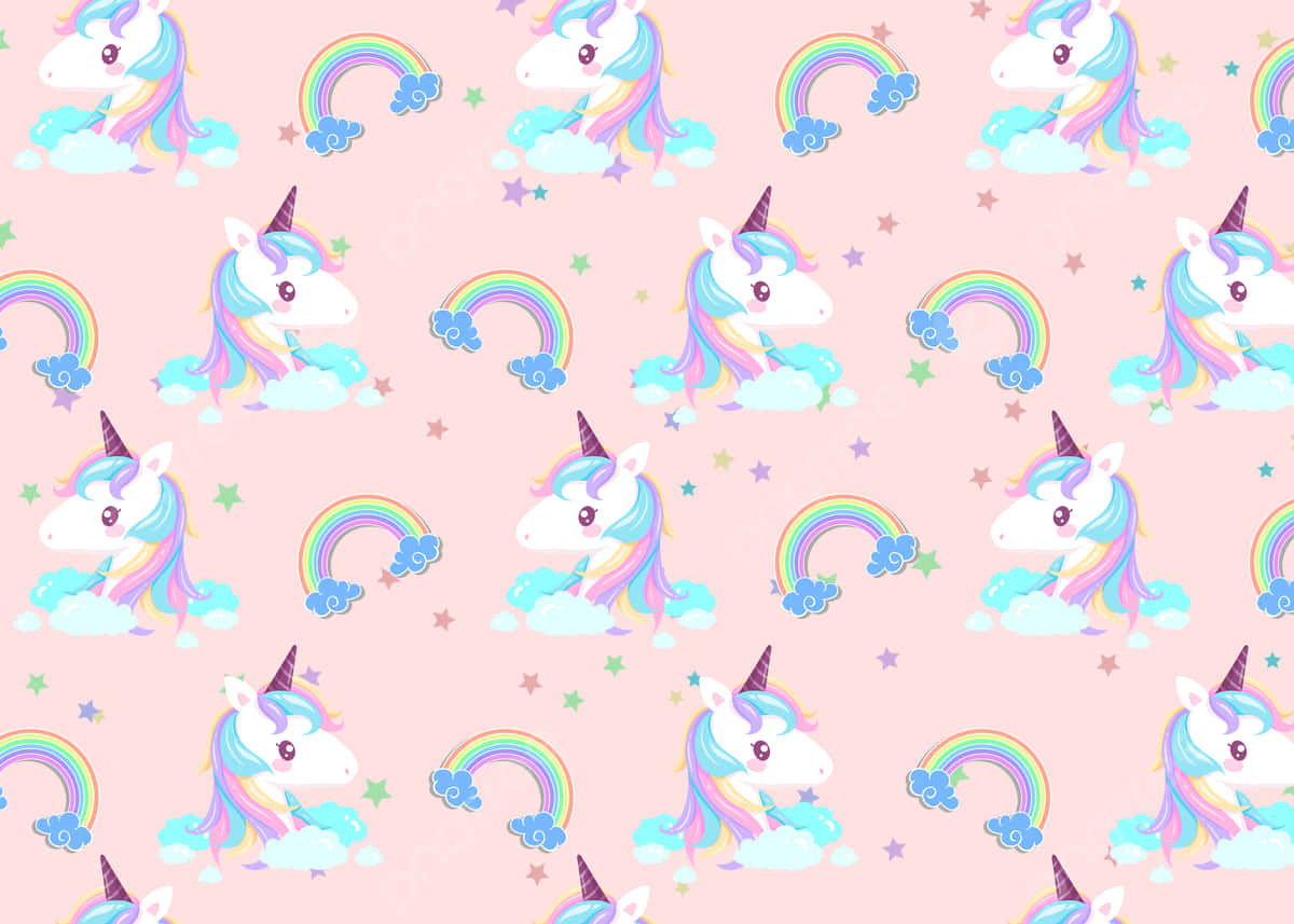 pastel unicorn, rainbow mane, fluffy clouds, SD Desktop Wallpaper