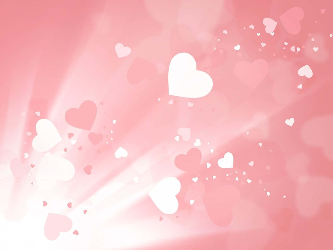 Pink Valentine Day, soft pink background, floating white and pink hearts, HD Desktop Wallpaper