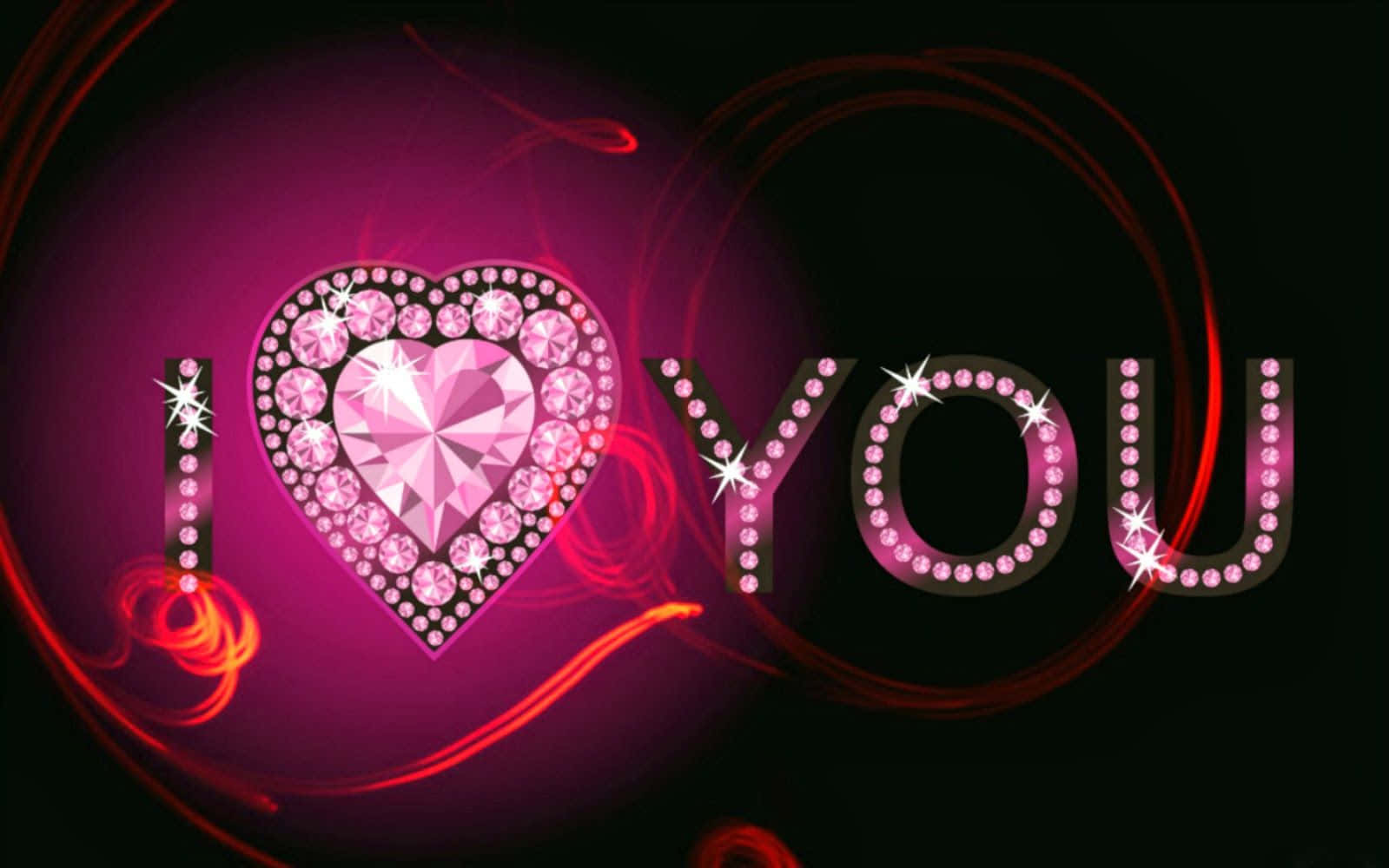 Pink Valentine Day, I LOVE YOU, sparkling pink heart, HD Desktop Wallpaper