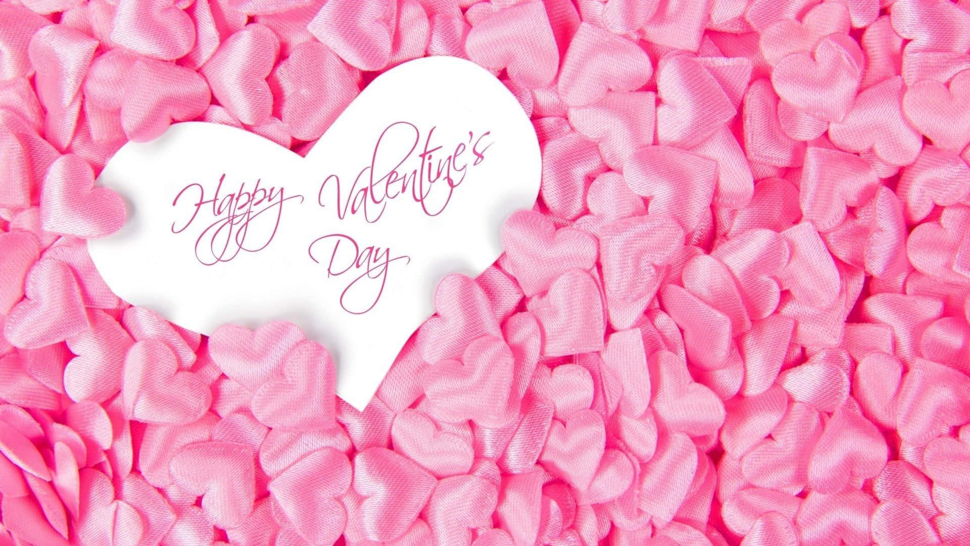 Pink Valentine Day, white heart, cursive Happy Valentine's Day text, Full HD Desktop Wallpaper