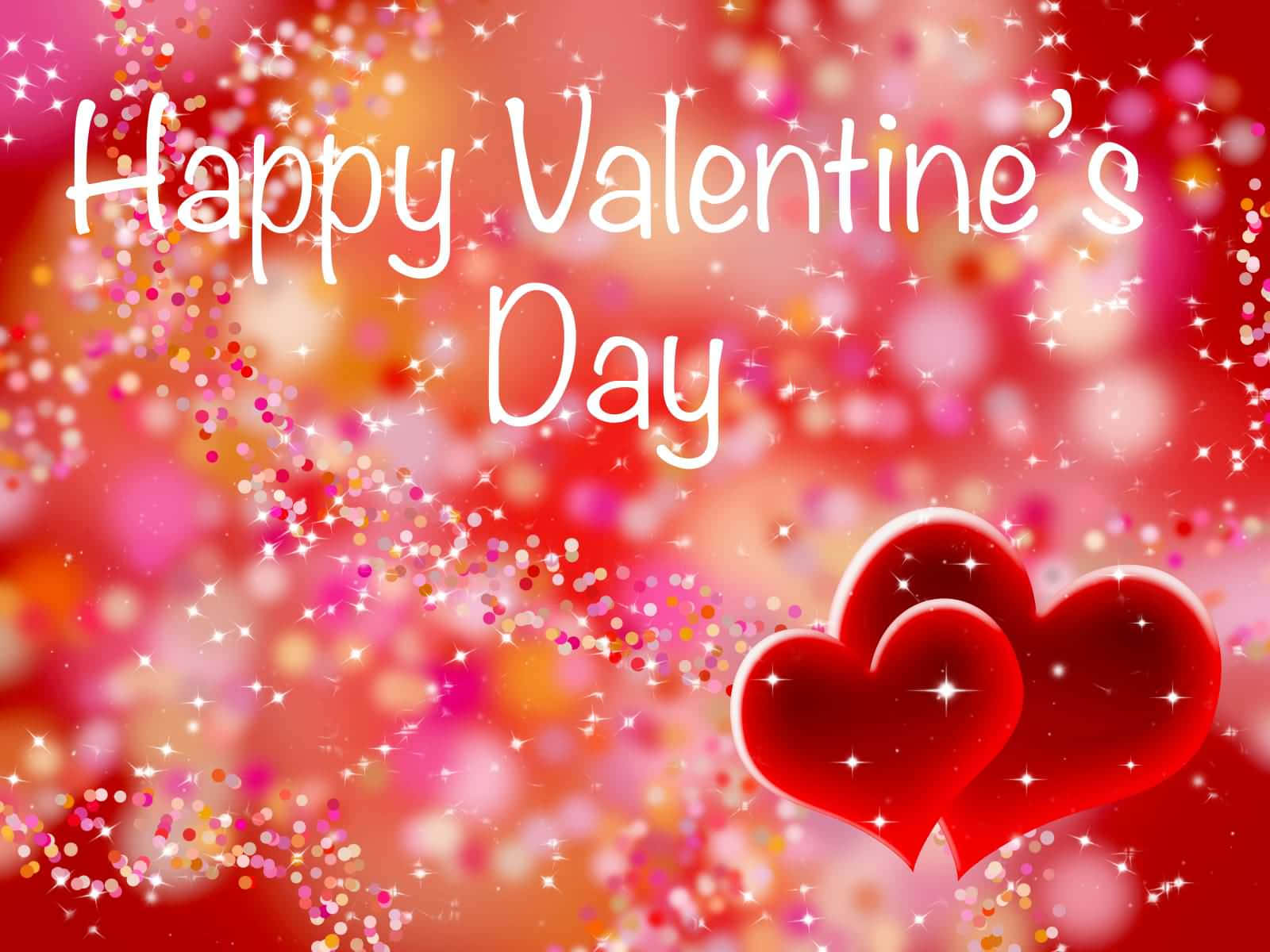 Pink Valentine Day, glossy red hearts, vibrant red pink background, HD Desktop Wallpaper