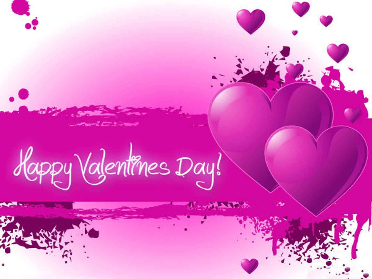 Pink Valentine Day, Vibrant pink hearts, splatters, HD Desktop Wallpaper