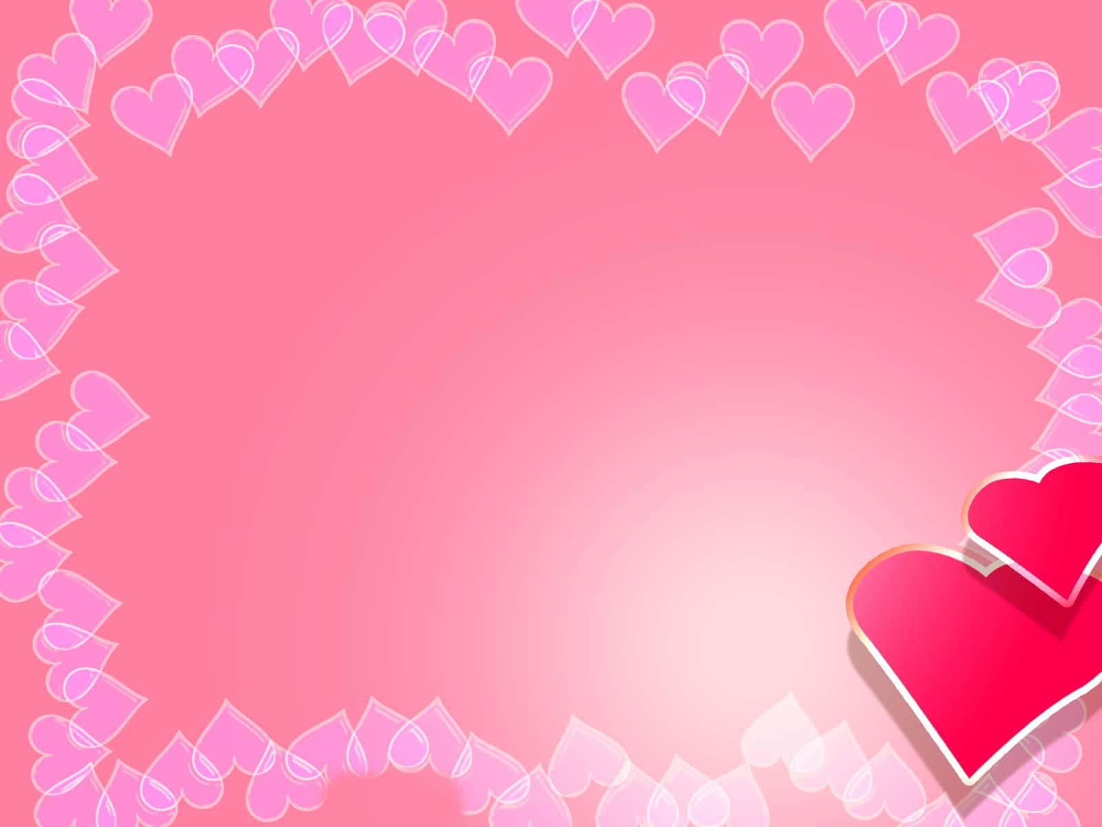 Pink Valentine Day, soft pink gradient, delicate heart outlines, HD Desktop Wallpaper