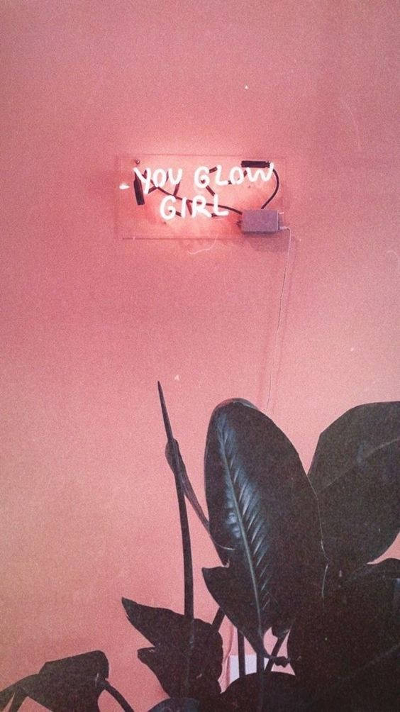 you glow girl, pink neon sign, pink wall, SD Phone Wallpaper