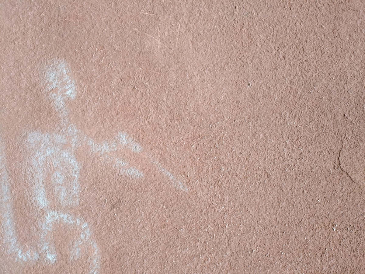pink wall, textured pinkish rock surface, ancient white chalk figure, SD Desktop Wallpaper
