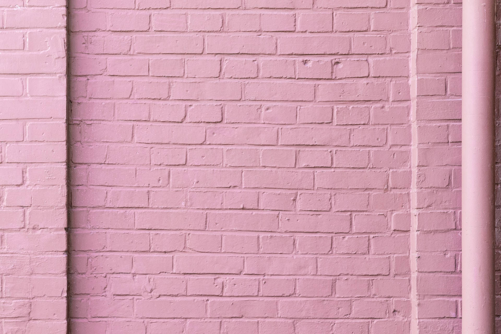 pastel pink, brick wall, mortar lines, Full HD Desktop Wallpaper