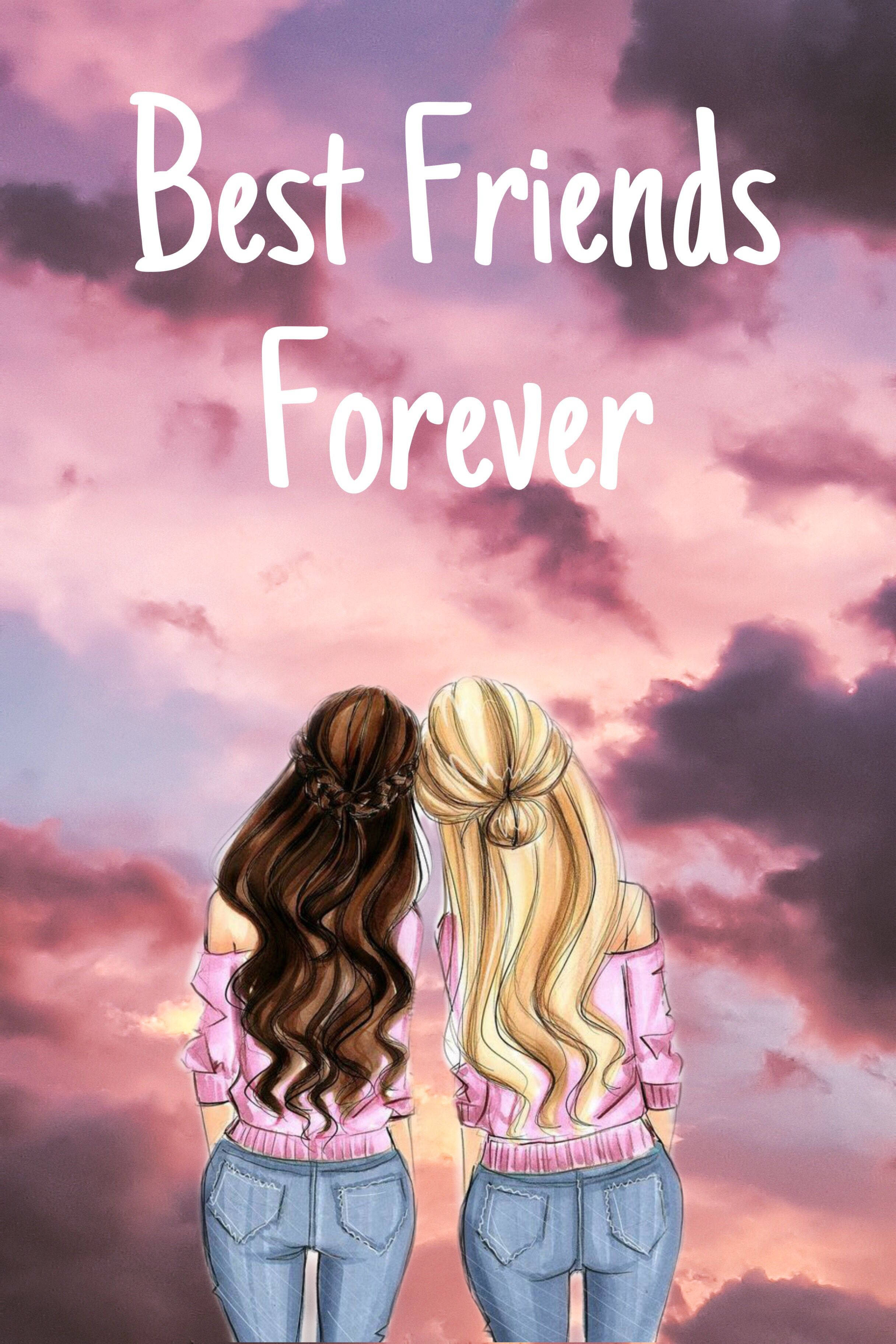 Two BFF Pink Skies, pink tops, jeans, 2K Phone Wallpaper