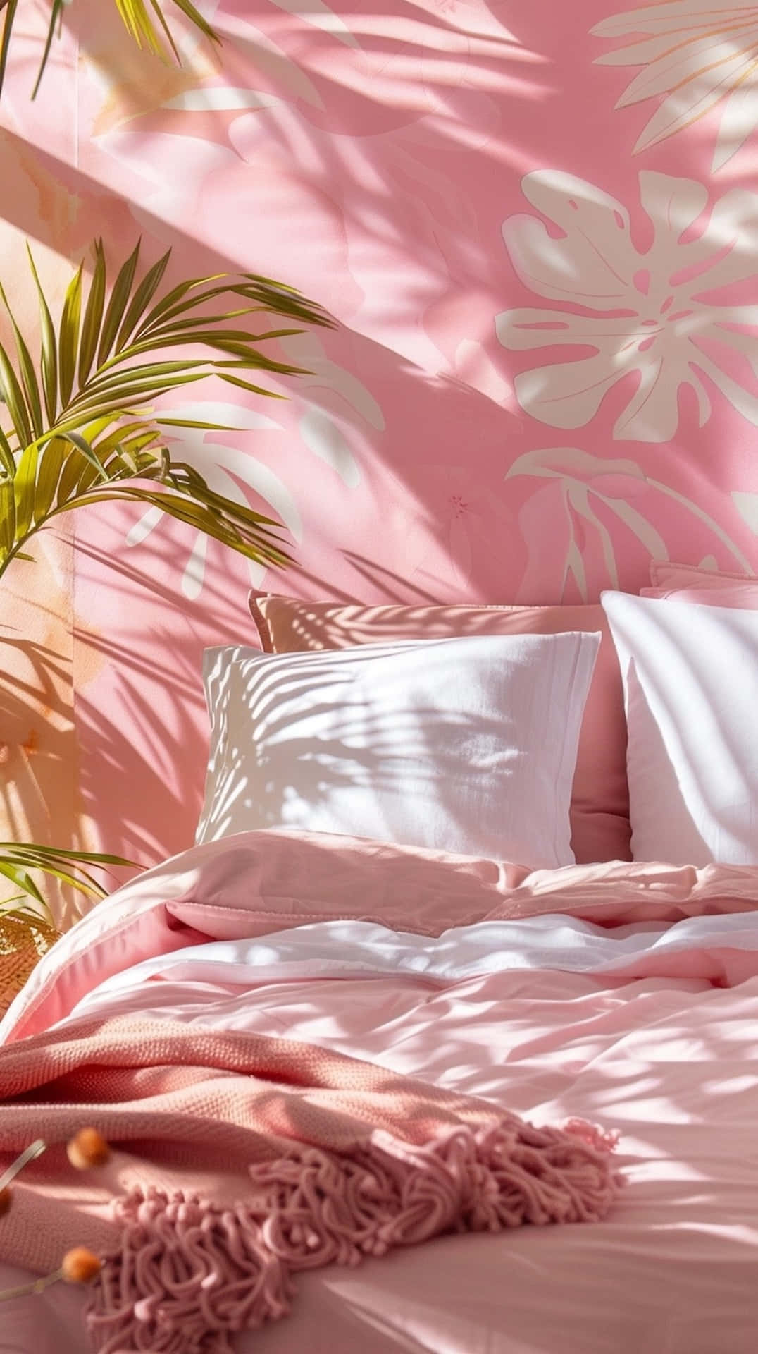 Pink Y2 K, tropical bedroom, sunlight, Full HD Phone Wallpaper