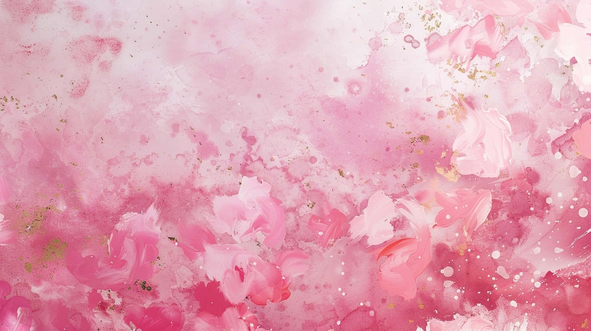 pink floral watercolor, soft pink watercolor wash, scattered floral brushstrokes, Full HD Desktop Wallpaper
