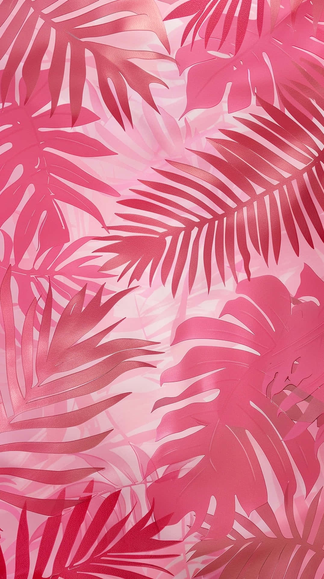 Pink Tropical Leaves Pattern, vibrant pink, tropical leaves, Full HD Phone Wallpaper