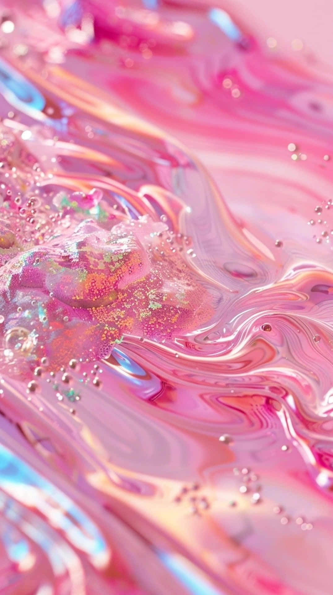 Pink Y2k, iridescent pink liquid, glittering bubbles, Full HD Phone Wallpaper