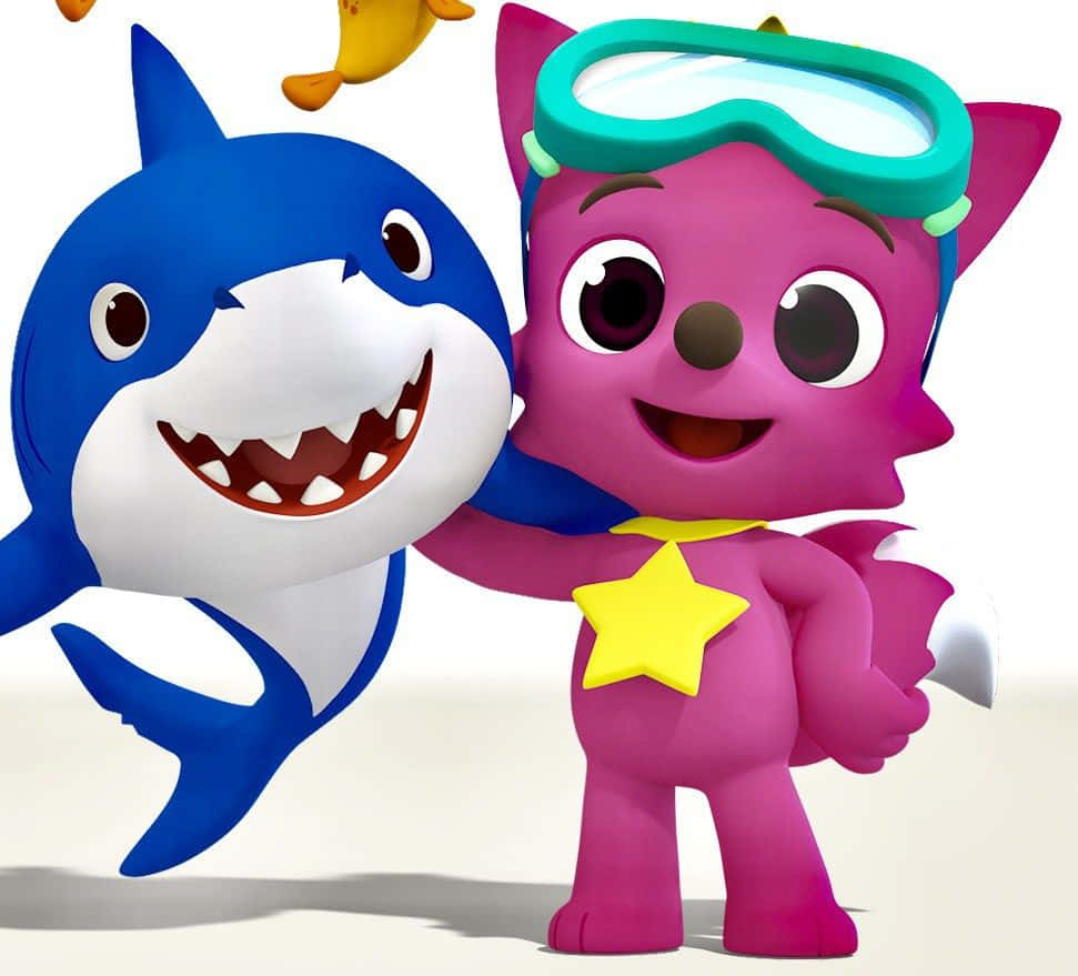 Pinkfong Baby Shark, blue shark, pink fox, SD Desktop Wallpaper