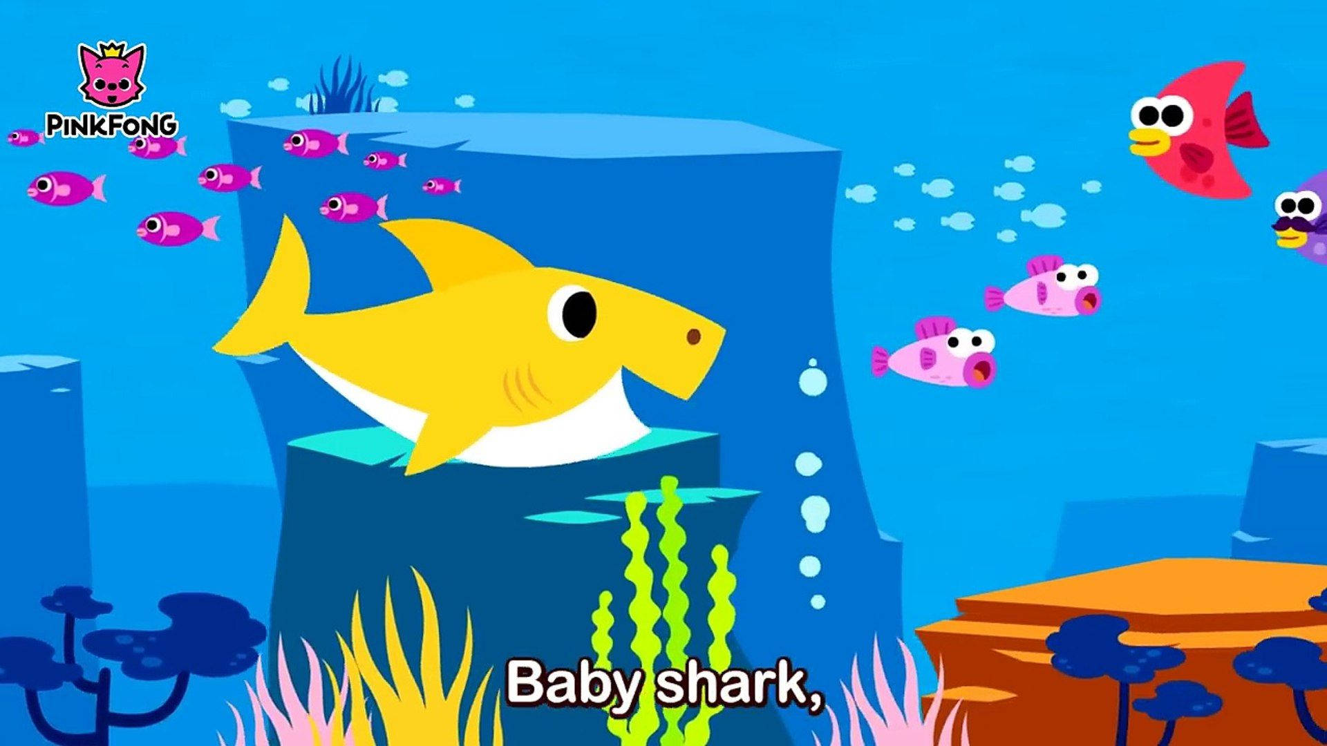 Pinkfong Baby Shark, yellow, coral reefs, Full HD Desktop Wallpaper