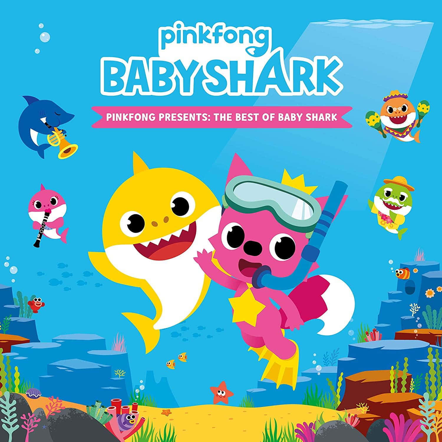 Pinkfong Baby Shark, best friends, colorful cartoon sharks, HD Desktop Wallpaper