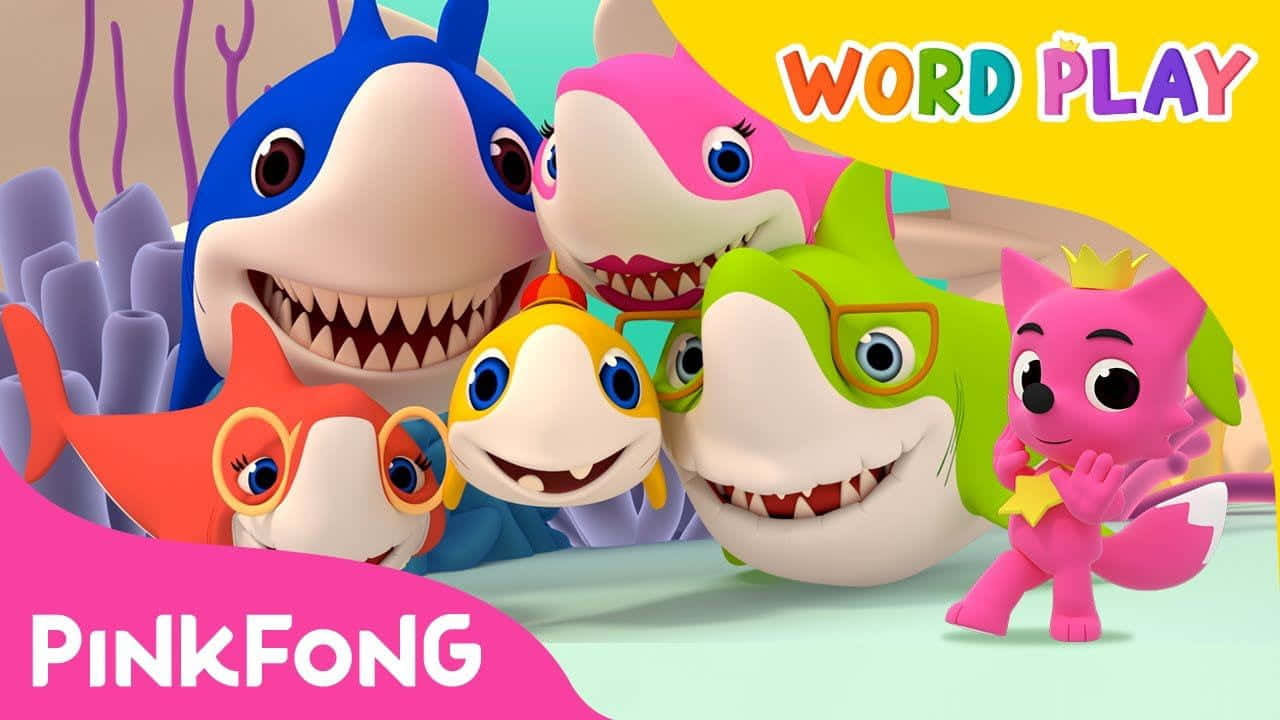 Pinkfong Baby Shark, complete family, colorful cartoon sharks, HD Desktop Wallpaper