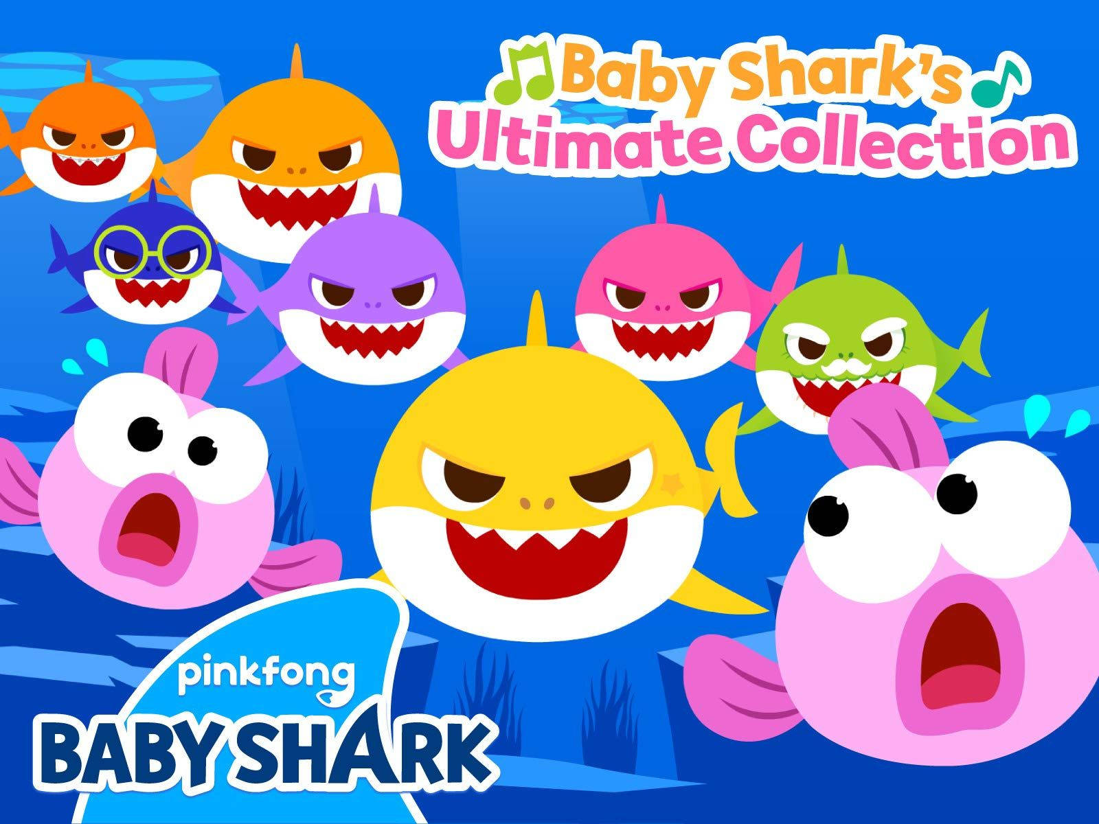 Pinkfong Baby Shark, ultimate collection, colorful cartoon sharks, HD Desktop Wallpaper